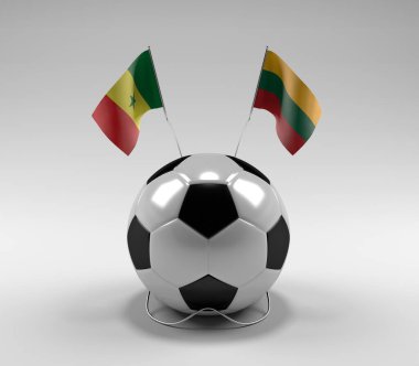 Senegal - Litvanya Futbol Bayrakları, Beyaz Arkaplan - 3D Render