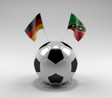 Almanya - Saint-Kitts-and-Nevis Futbol Bayrakları, Beyaz Arkaplan - 3D Render