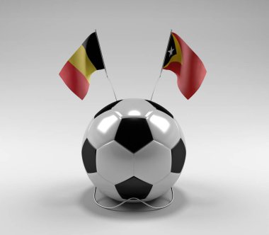 Belçika - Doğu Timor Futbol Bayrakları, Beyaz Arkaplan - 3D Render