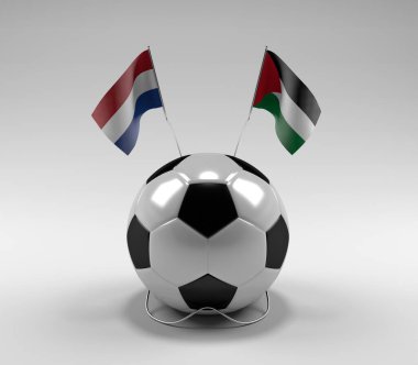 Hollanda - Filistin Futbol Bayrakları, Beyaz Arkaplan - 3D Render
