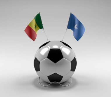 Senegal - Somali Futbol Bayrakları, Beyaz Arkaplan - 3D Render
