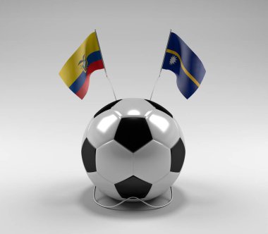 Ekvador - Nauru Futbol Bayrakları, Beyaz Arkaplan - 3D Render
