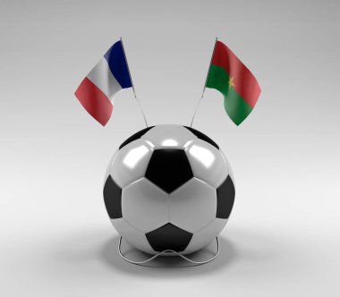 Fransa - Burkina-Faso Futbol Bayrakları, Beyaz Arkaplan - 3D Render
