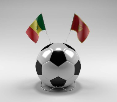 Senegal - Karadağ Futbol Bayrakları, Beyaz Arkaplan - 3D Hazırlama