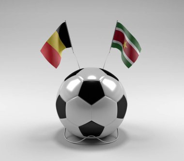 Belçika - Surinam Futbol Bayrakları, Beyaz Arkaplan - 3D Render