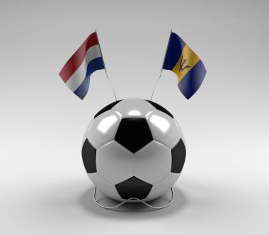 Hollanda - Barbados Futbol Bayrakları, Beyaz Arkaplan - 3D Render
