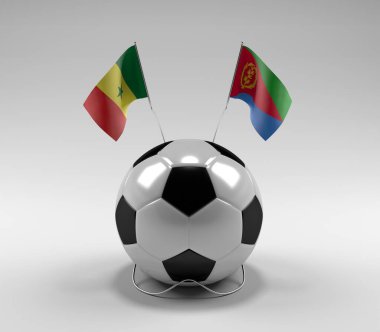 Senegal - Eritre Futbol Bayrakları, Beyaz Arkaplan - 3D Render