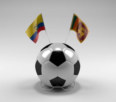 Ekvador - Sri-Lanka Futbol Bayrakları, Beyaz Arkaplan - 3D Render