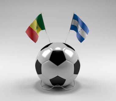 Senegal - Honduras Futbol Bayrakları, Beyaz Arkaplan - 3D Render