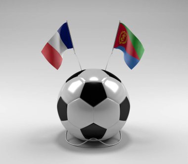 Fransa - Eritre Futbol Bayrakları, Beyaz Arkaplan - 3D Render