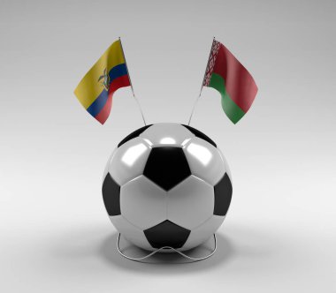 Ekvador - Beyaz Futbol Bayrakları, Beyaz Arkaplan - 3D Render