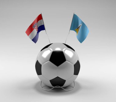 Hırvatistan - Saint-Lucia Futbol Bayrakları, Beyaz Arkaplan - 3D Render