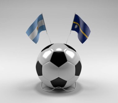 Arjantin - Nauru Futbol Bayrakları, Beyaz Arkaplan - 3D Render