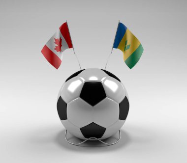 Kanada - Saint-Vincent-and the-Grenadines Futbol Bayrakları, Beyaz Arkaplan - 3D Render