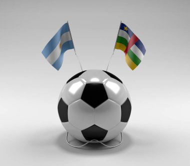 Arjantin - Orta Afrika Cumhuriyeti Futbol Bayrakları, Beyaz Arkaplan - 3D Render
