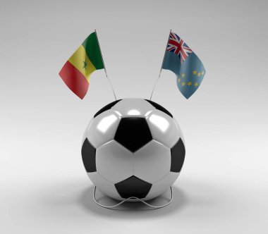 Senegal - Tuvalu Futbol Bayrakları, Beyaz Arkaplan - 3D Render