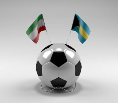 İran - Bahamalar Futbol Bayrakları, Beyaz Arkaplan - 3D Render