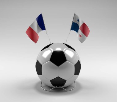 Fransa - Panama Futbol Bayrakları, Beyaz Arkaplan - 3D Render