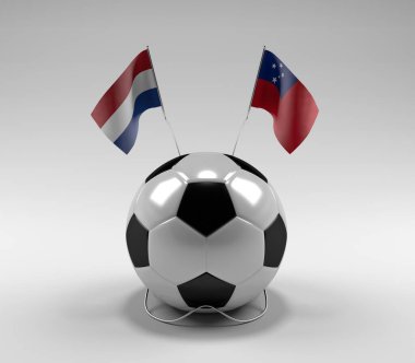 Hollanda - Samoa Futbol Bayrakları, Beyaz Arkaplan - 3D Render