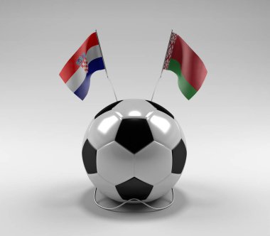 Hırvatistan - Beyaz Futbol Bayrakları, Beyaz Arkaplan - 3D Hazırlama