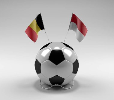 Belçika - Endonezya Futbol Bayrakları, Beyaz Arkaplan - 3D Render