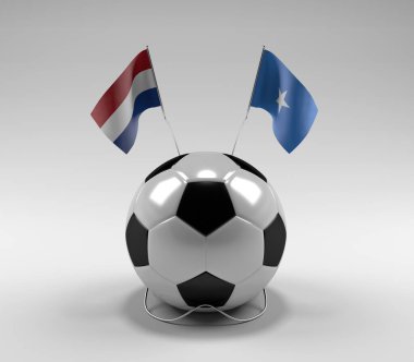 Hollanda - Somali Futbol Bayrakları, Beyaz Arkaplan - 3D Render