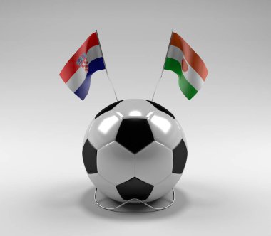 Hırvatistan - Nijer Futbol Bayrakları, Beyaz Arkaplan - 3D Hazırlama