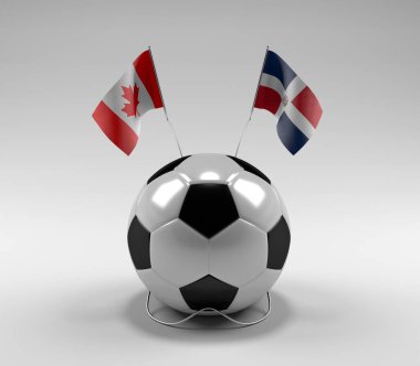 Kanada - Dominik Cumhuriyeti Futbol Bayrakları, Beyaz Arkaplan - 3D Render