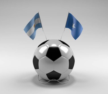 Arjantin - Somali Futbol Bayrakları, Beyaz Arkaplan - 3D Render