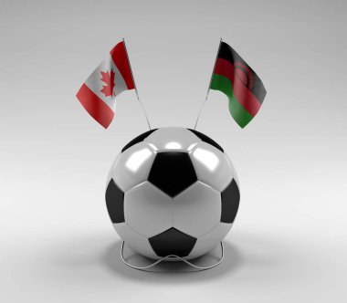 Kanada - Malavi Futbol Bayrakları, Beyaz Arkaplan - 3D Render