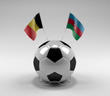 Belçika - Azerbaycan Futbol Bayrakları, Beyaz Arkaplan - 3D Render