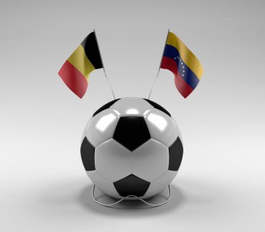 Belçika - Venezuela Futbol Bayrakları, Beyaz Arkaplan - 3D Render