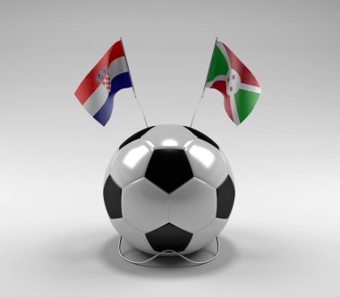 Hırvatistan - Burundi Futbol Bayrakları, Beyaz Arkaplan - 3D Hazırlama