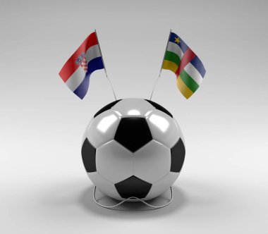 Hırvatistan - Orta Afrika Cumhuriyeti Futbol Bayrakları, Beyaz Arkaplan - 3D Render