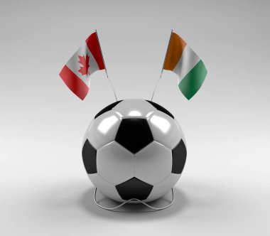 Kanada - Cote-D-Fildişi Futbol Bayrakları, Beyaz Arkaplan - 3D Render