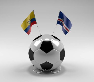 Ekvador - Cape-Verde Futbol Bayrakları, Beyaz Arkaplan - 3D Render