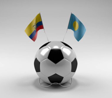 Ekvador - Palau Futbol Bayrakları, Beyaz Arkaplan - 3D Render