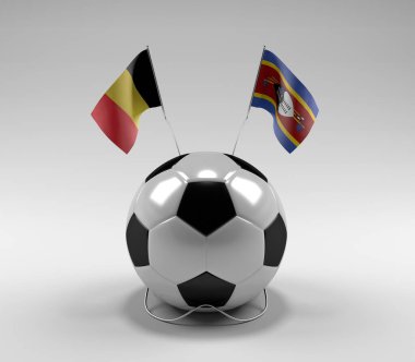 Belçika - Svaziland Futbol Bayrakları, Beyaz Arkaplan - 3D Render