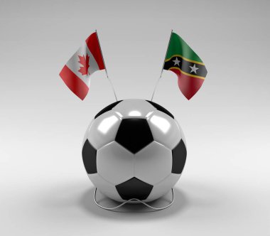 Kanada - Saint-Kitts-and-Nevis Futbol Bayrakları, Beyaz Arkaplan - 3D Render