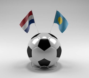 Hollanda - Palau Futbol Bayrakları, Beyaz Arkaplan - 3D Render
