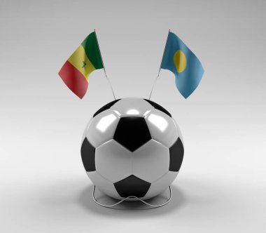 Senegal - Palau Futbol Bayrakları, Beyaz Arkaplan - 3D Render
