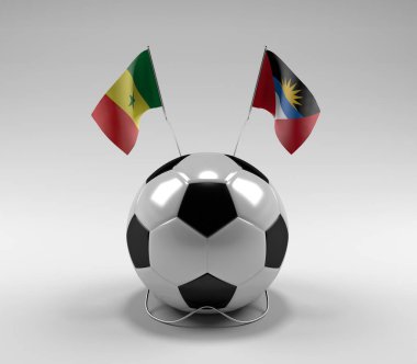 Senegal - Antigua ve Barbuda Futbol Bayrakları, Beyaz Arkaplan - 3D Render
