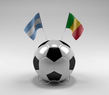 Arjantin - Mali Futbol Bayrakları, Beyaz Arkaplan - 3D Render