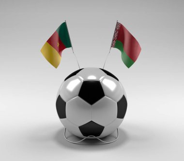 Kamerun - Beyaz Futbol Bayrakları, Beyaz Arkaplan - 3D Render