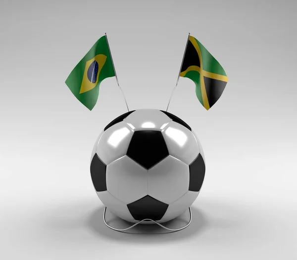 Brasilien Jamaica Fotbollsflaggor Vit Bakgrund Render — Stockfoto