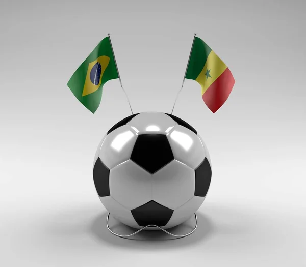 Brasilien Senegal Fotbollsflaggor Vit Bakgrund Render — Stockfoto