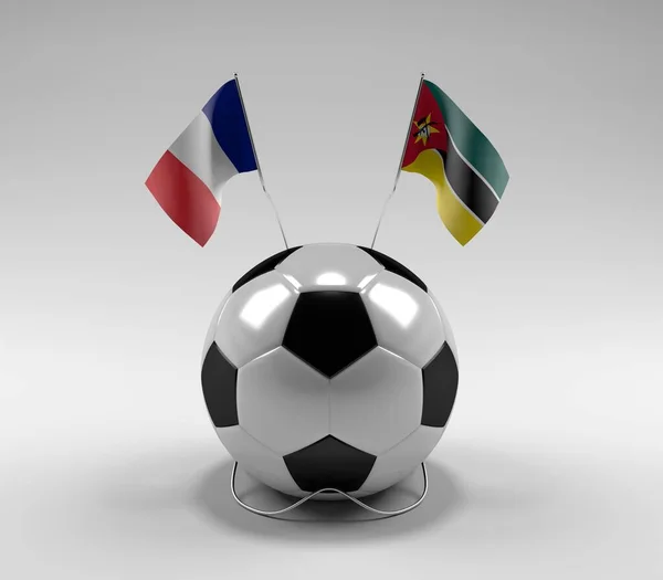 França Moçambique Bandeiras Futebol Fundo Branco Render — Fotografia de Stock