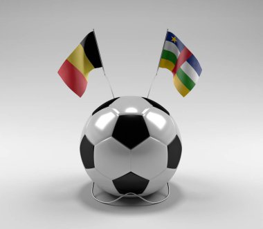 Belçika - Orta Afrika Cumhuriyeti Futbol Bayrakları, Beyaz Arkaplan - 3D Render