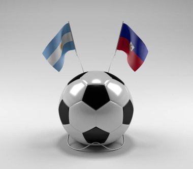 Arjantin - Haiti Futbol Bayrakları, Beyaz Arkaplan - 3D Render
