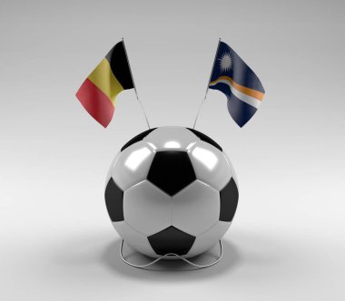 Belçika - Marshall Adaları Futbol Bayrakları, Beyaz Arkaplan - 3D Render
